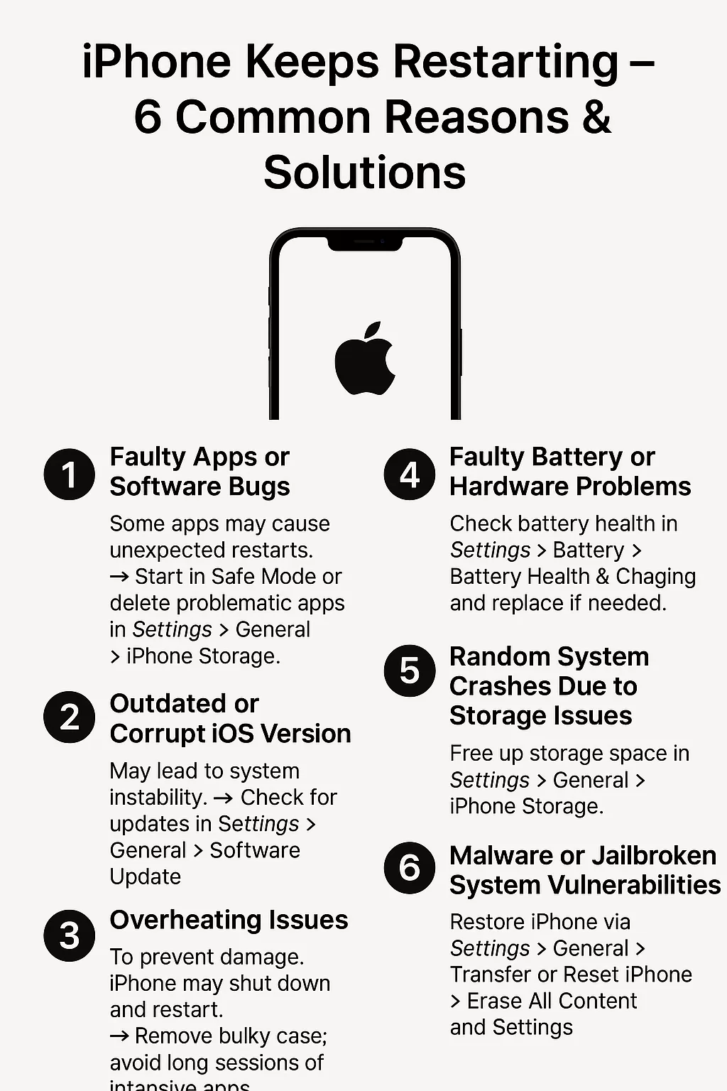 iPhone Keeps Restarting – 6 Common Reasons & Solutions