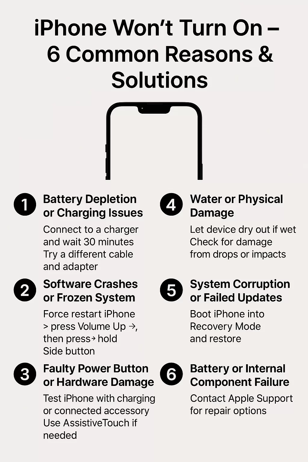 iPhone Won’t Turn On – 6 Common Reasons & Solutions